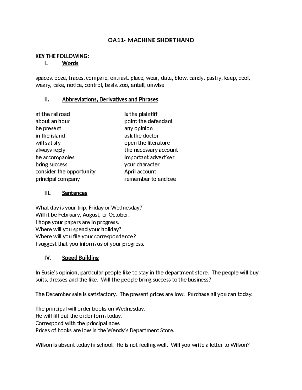 Lesson-1-20 For-Encoding Exercises Oct-2024 - OA11- MACHINE SHORTHAND ...