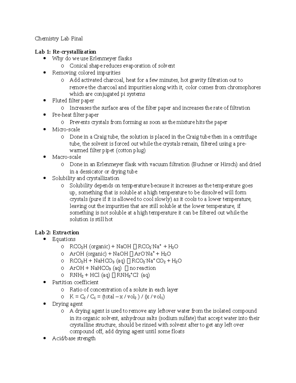 Orgo 1 Lab Final Exam Study Guide: Key Concepts and Techniques - Studocu