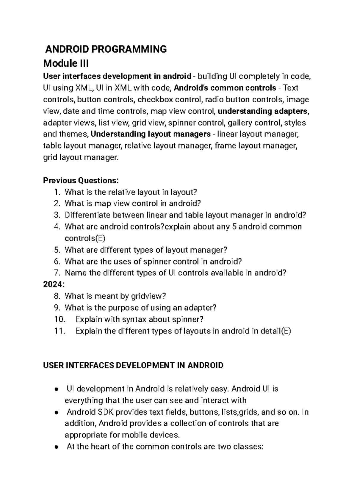 ANDROID M III: User Interface Development in Android - UI Controls ...