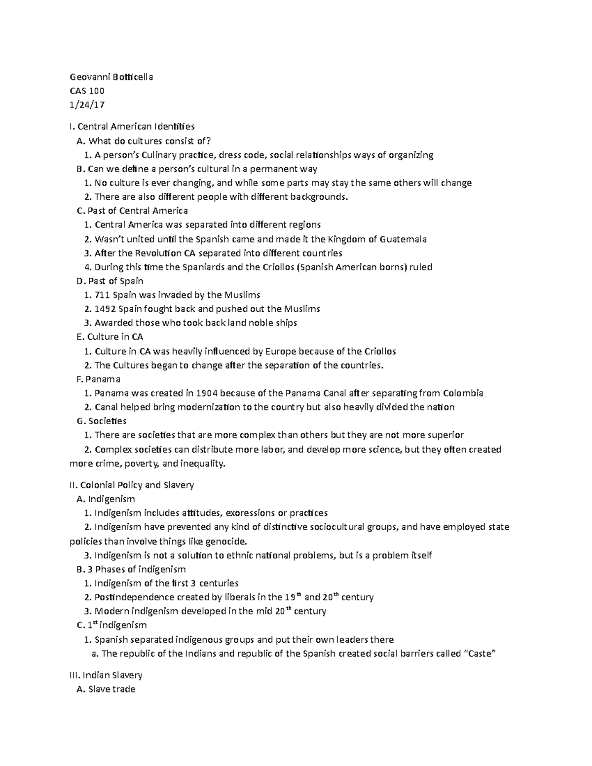 Outline 1 For Professor Linda Alvarez Geovanni Botticella CAS 100
