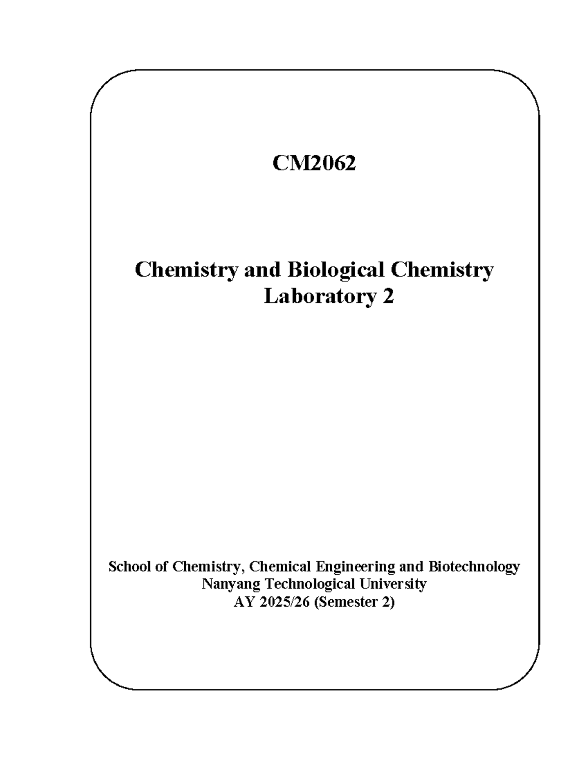 CM2062 Laboratory Manual: Chemistry & Biological Chemistry Lab 2 - Studocu