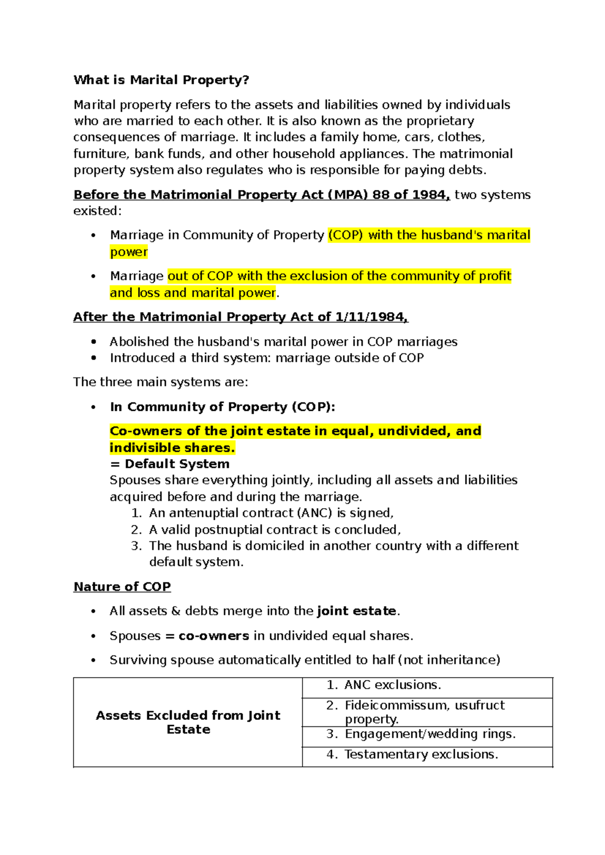 Understanding Marital Property: Key Concepts and Legal Cases - Studocu