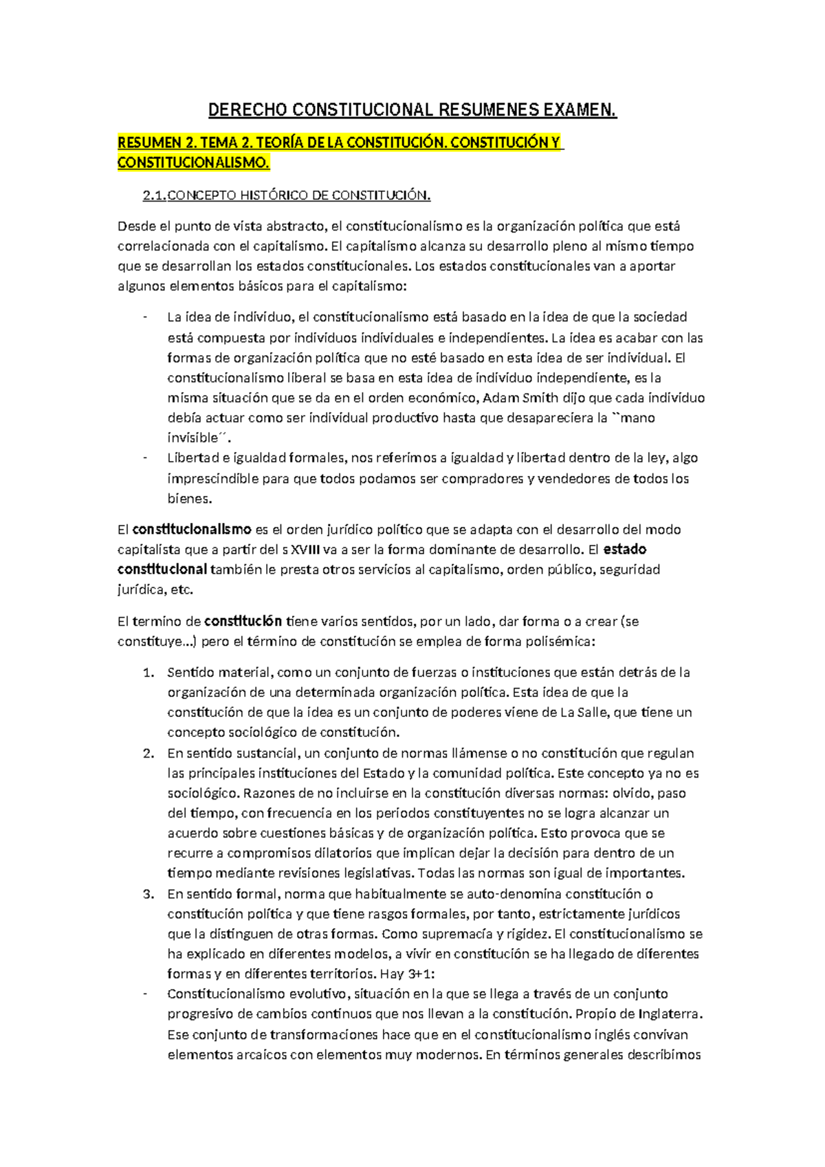 Segundo resumen. tema 2 - DERECHO CONSTITUCIONAL RESUMENES EXAMEN ...