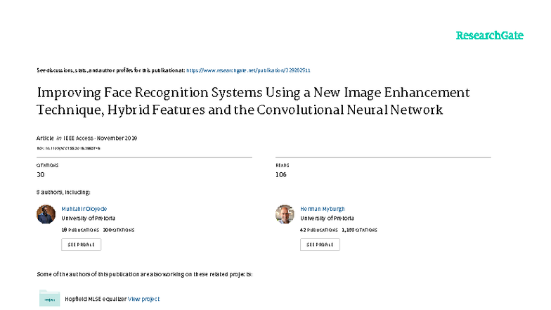 Improving Face Recognition Systems: Image Enhancement & Hybrid Features ...