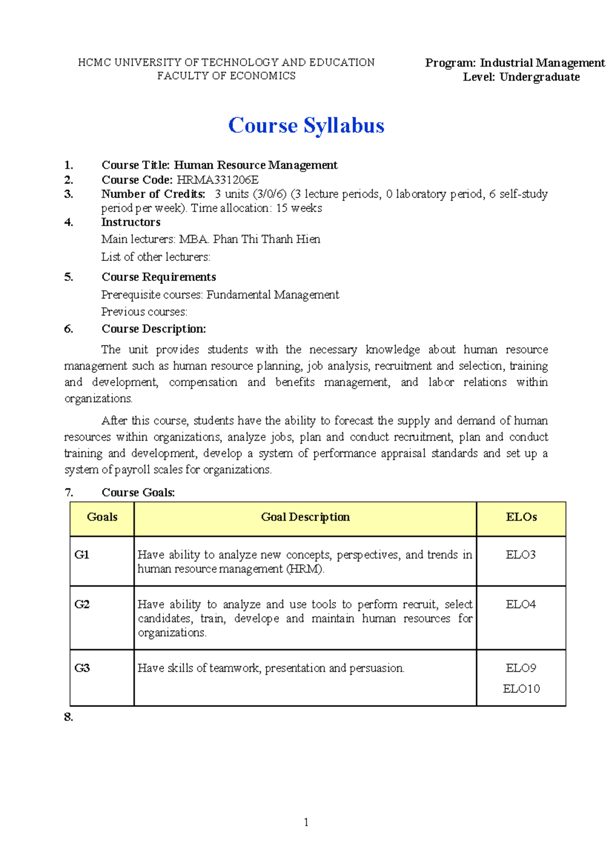 HRMA331206E: Human Resource Management Course Syllabus Overview - Studocu