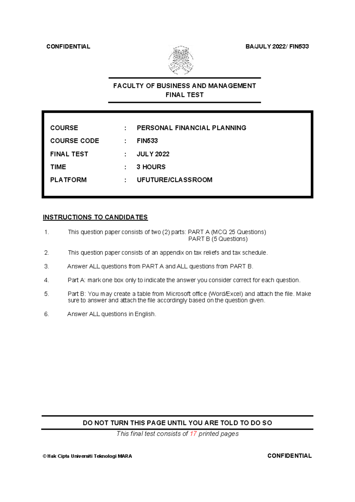FIN533 Personal Financial Planning Final Test Questions - July 2022 ...