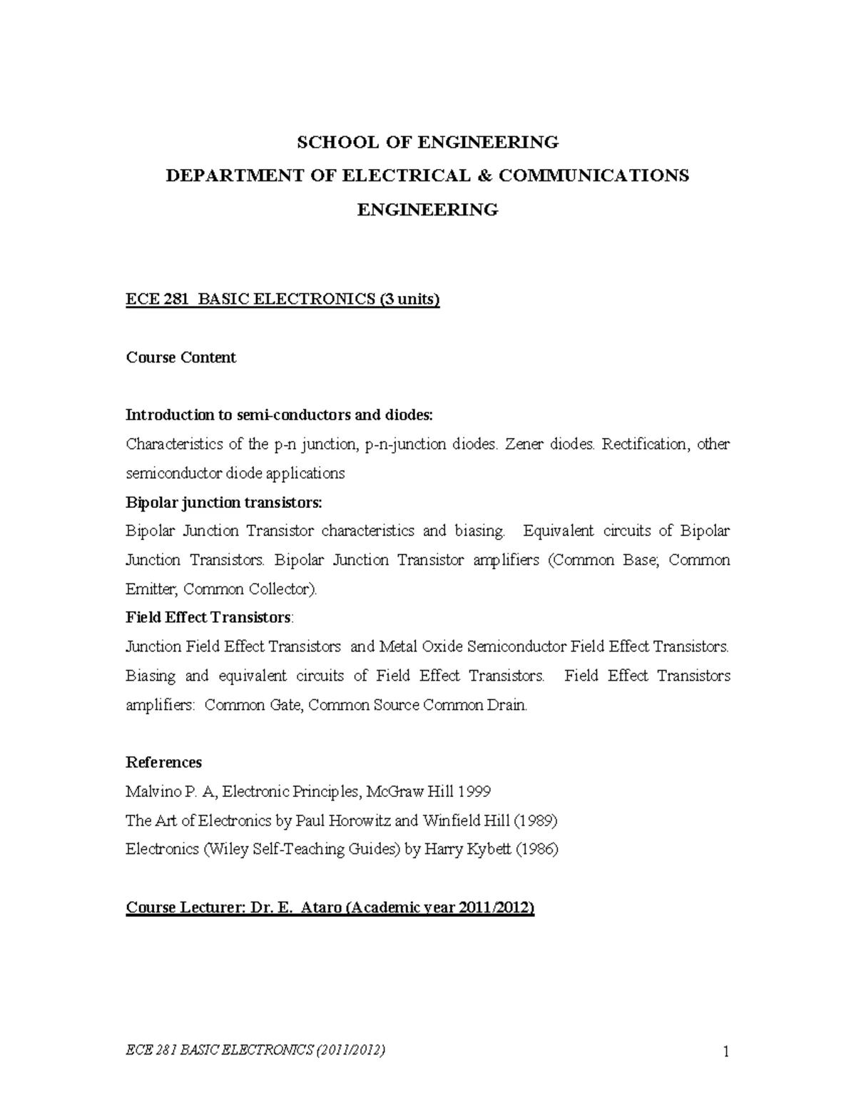 Analogue Electronics II (BSc. EEE) Class A Amplifiers Lab Report - Studocu