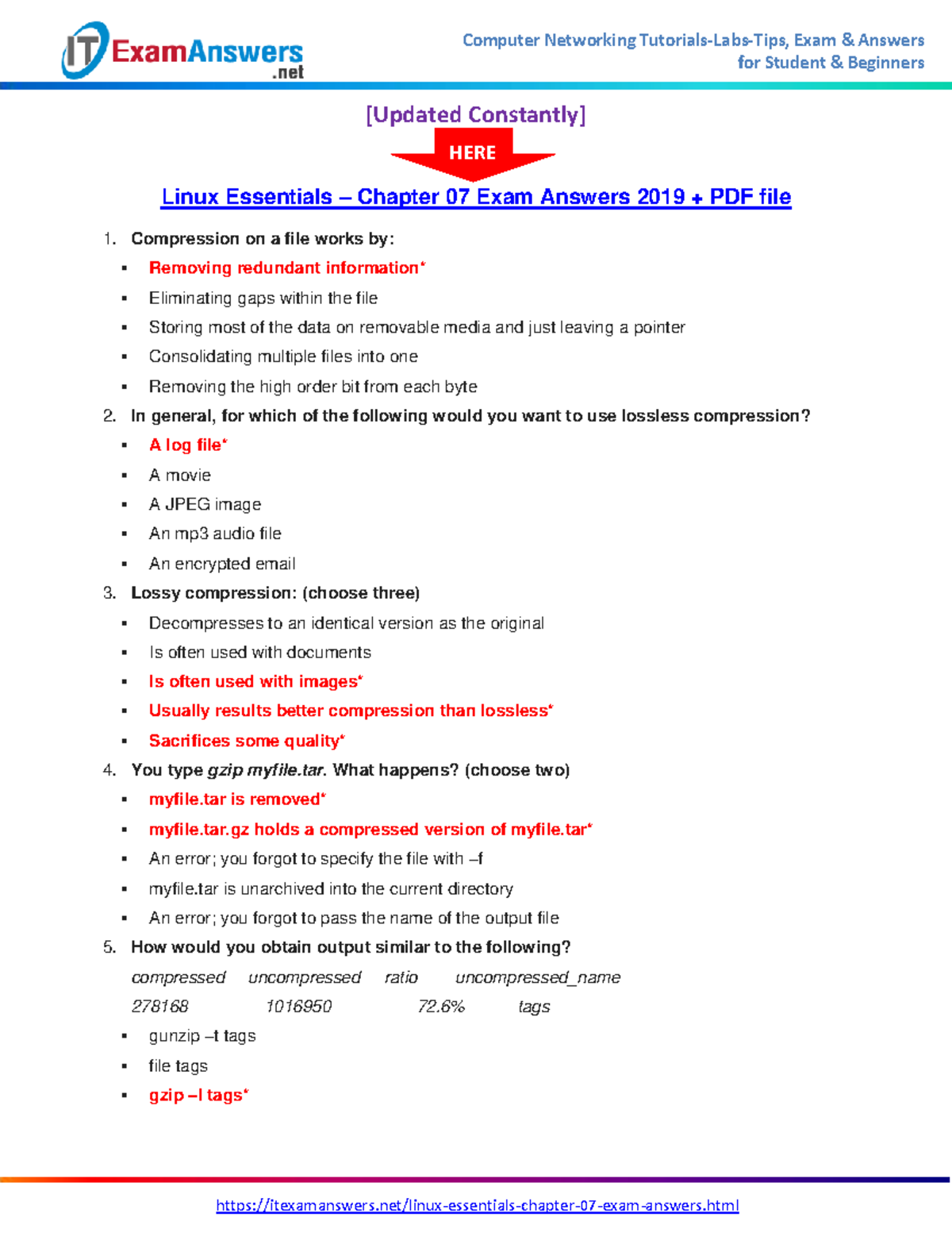 Linux Essentials CH07 Final Exam Answers Summary 2019 + PDF - Studocu