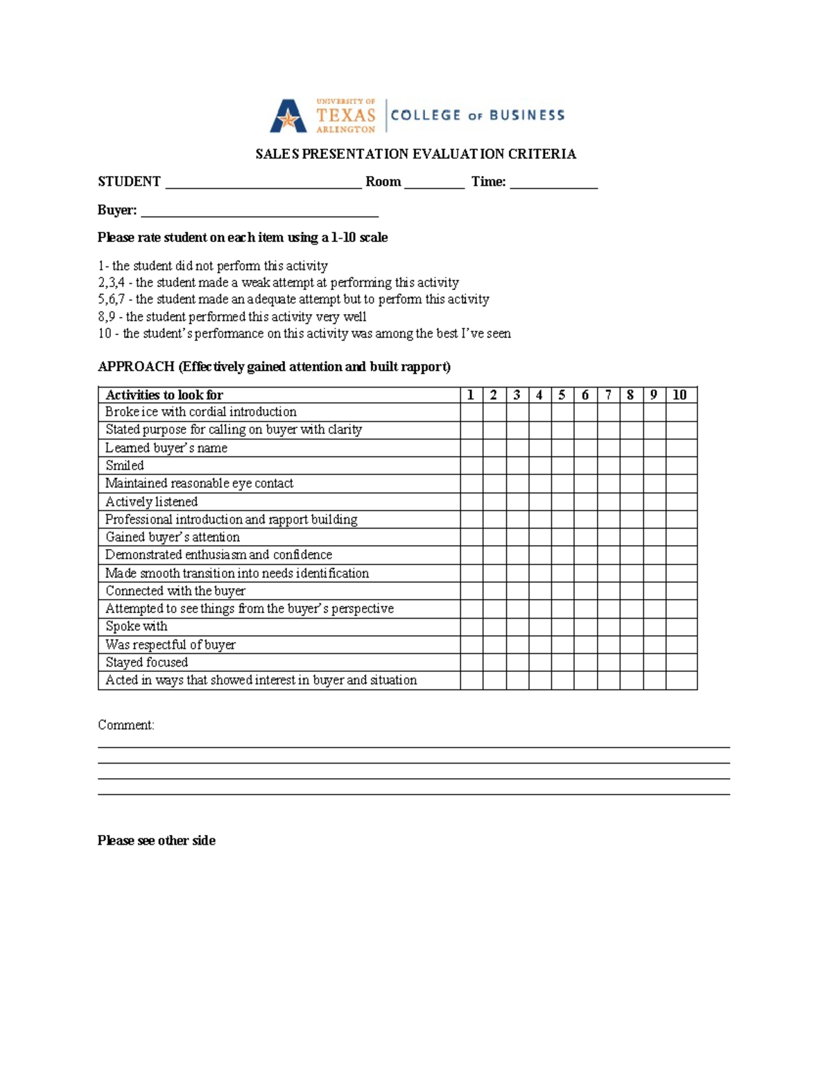 SALES 101: Rapport Building & Value Proposition Evaluation Rubric - Studocu