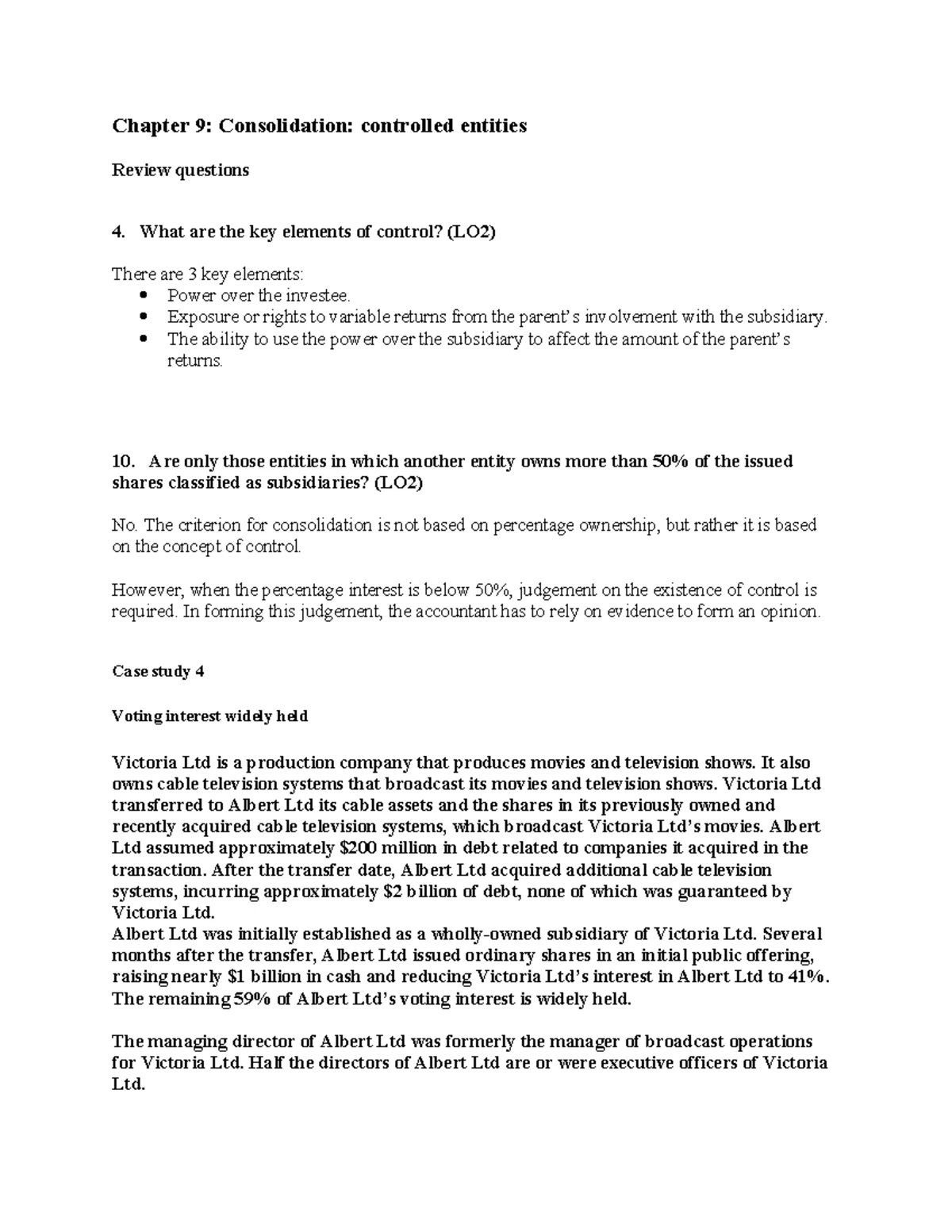Consolidation Tutorial Solutions: Chp 10 - Acquisitions & Entries - Studocu