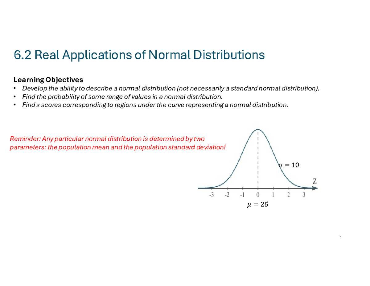 Normal Distributions: Real Applications & Probability Calculations (6.2 ...