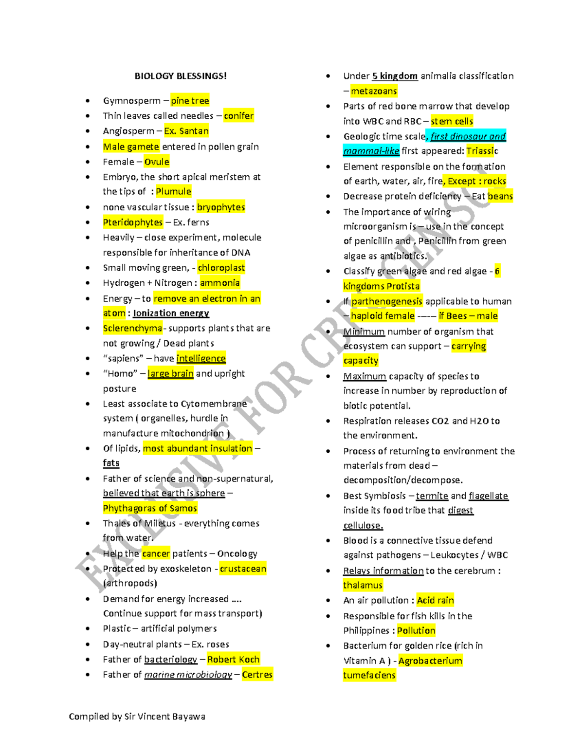 BIOLOGY 101: Comprehensive Review of Key Concepts and Terms - Studocu