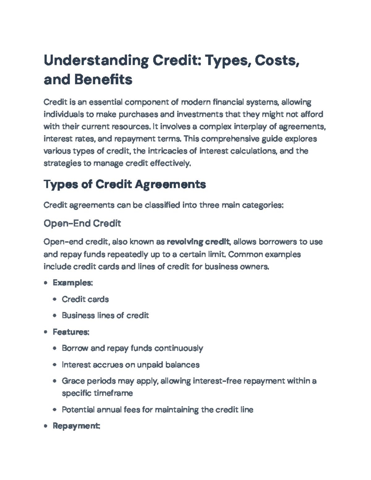 Understanding Credit: Types, Costs, and Benefits (Course Code: FIN101 ...