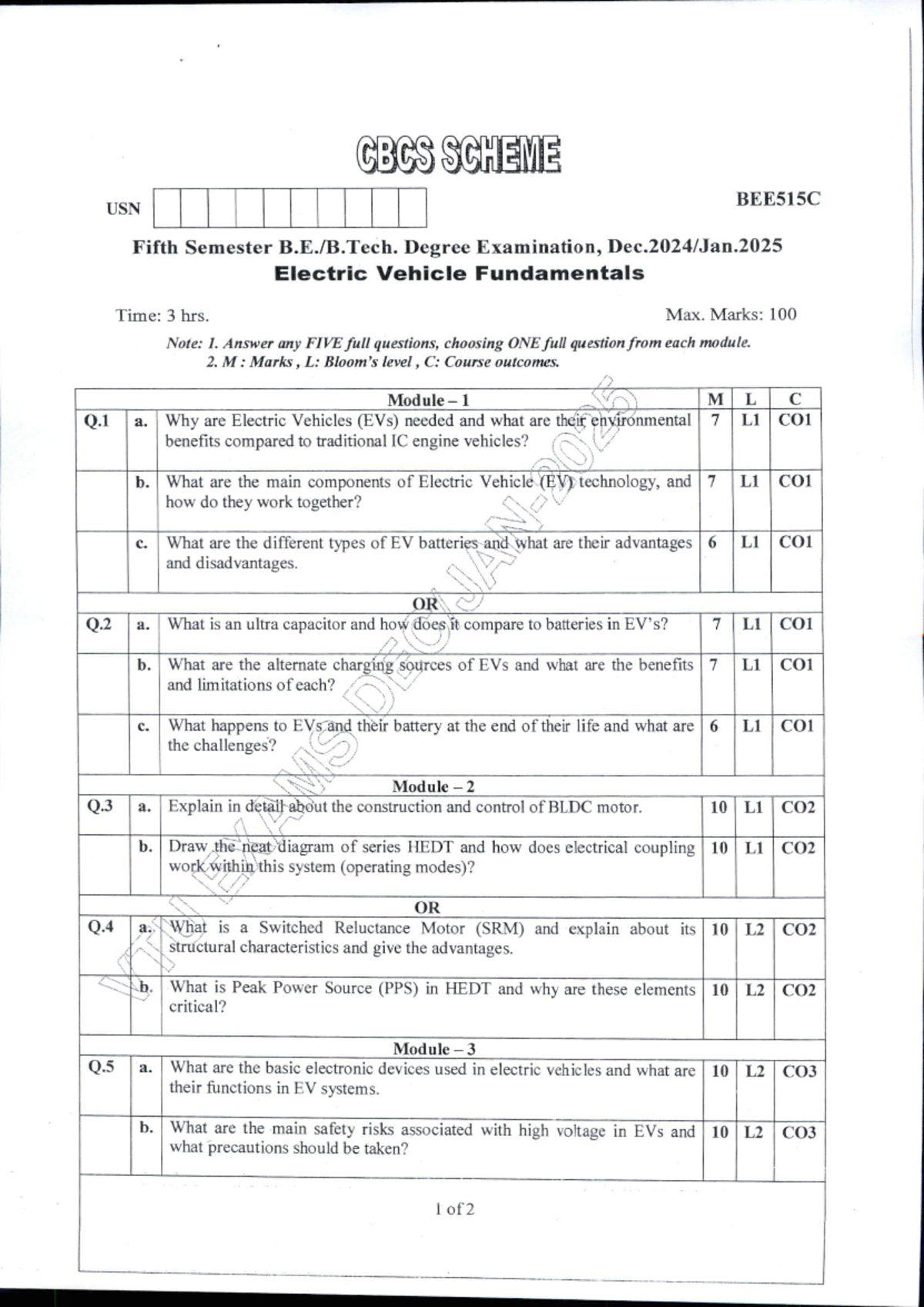 SCH BEE515C - Electric Vehicle Fundamentals Exam Notes - Studocu