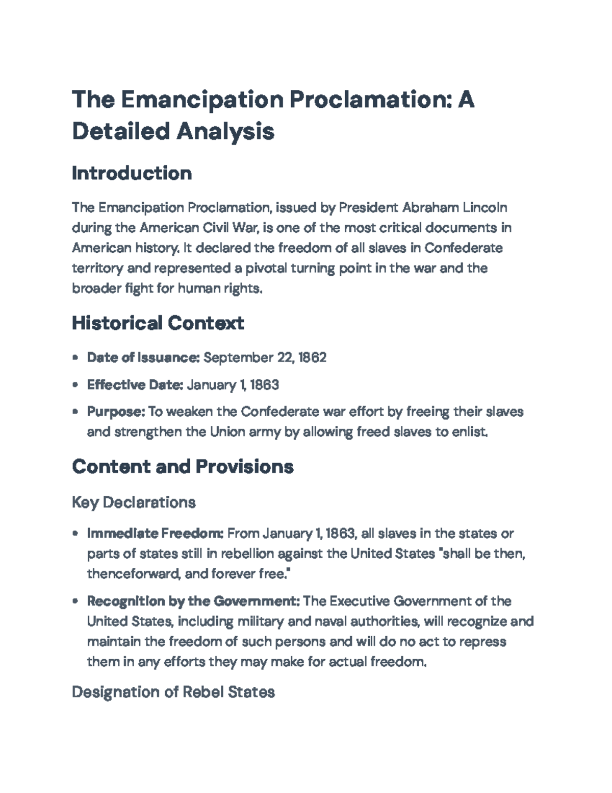 Emancipation Proclamation Analysis