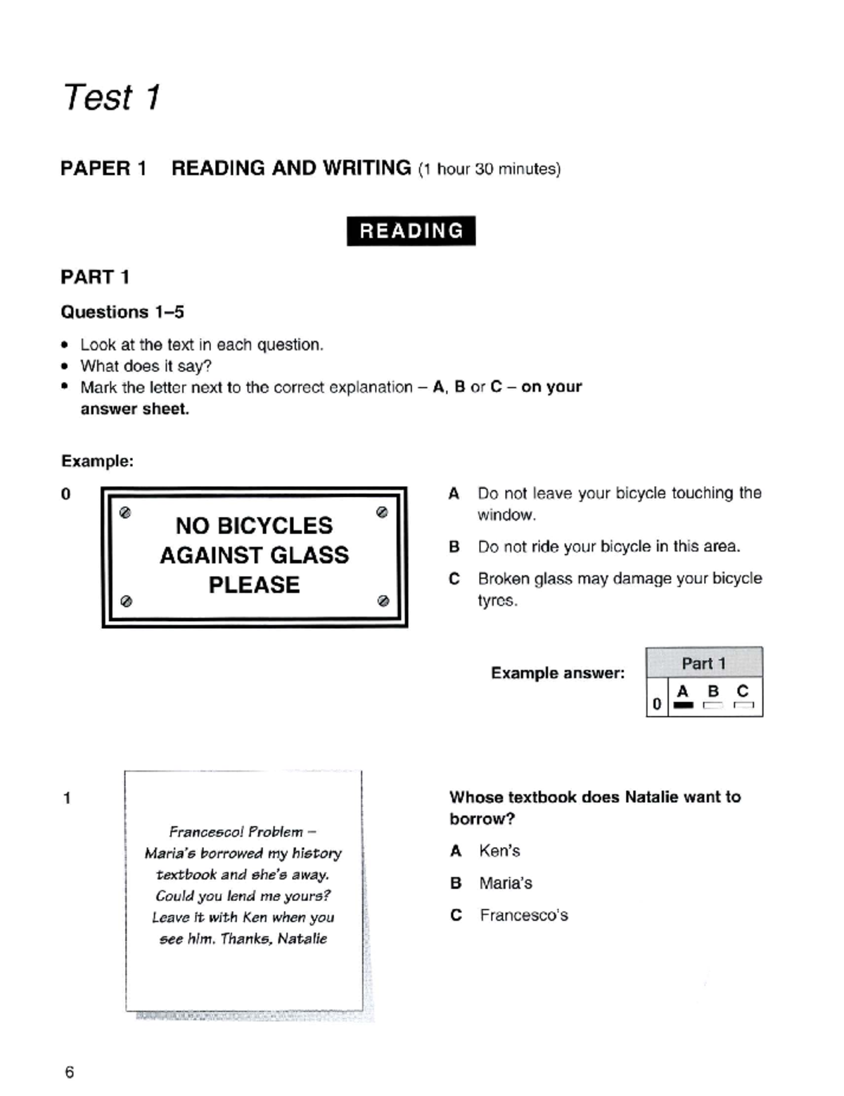 Test 1 B1 - Listening and Reading Comprehension Preparation - Studocu
