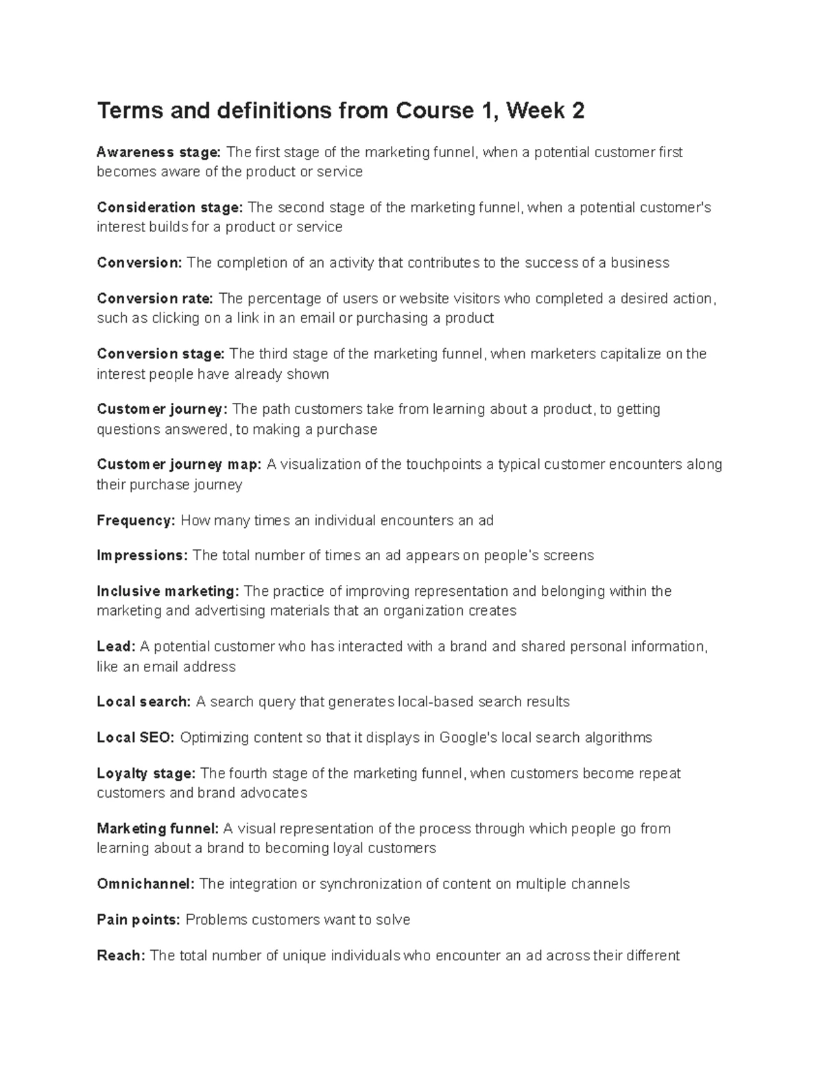 Course 1 Week 4 - E-commerce and digital marketing - Measuring progress ...