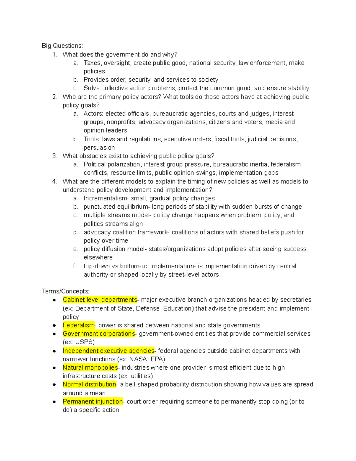 Public Policy Study Guide: Key Concepts & Exam Prep (POL 101) - Studocu