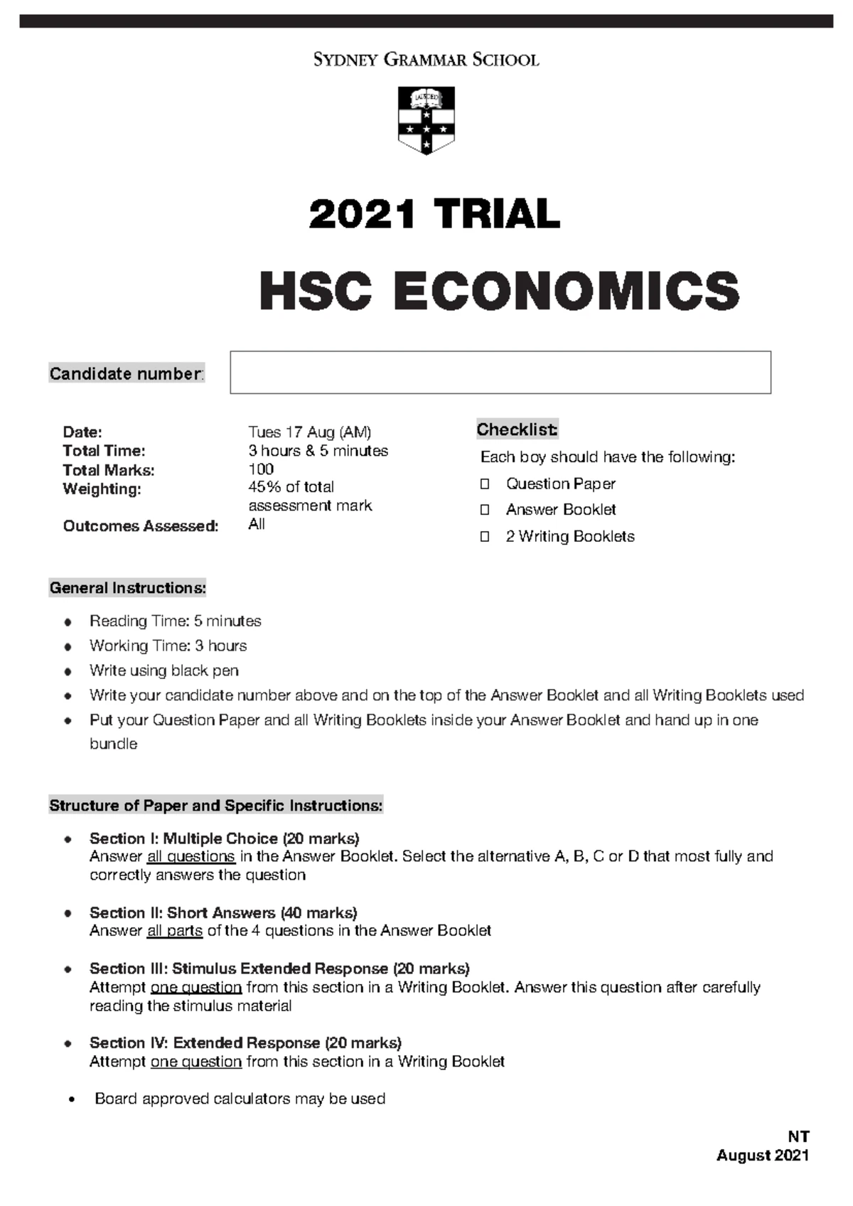 JRAHS 2022 Physics HSC Trial Exam & Solutions - Studocu