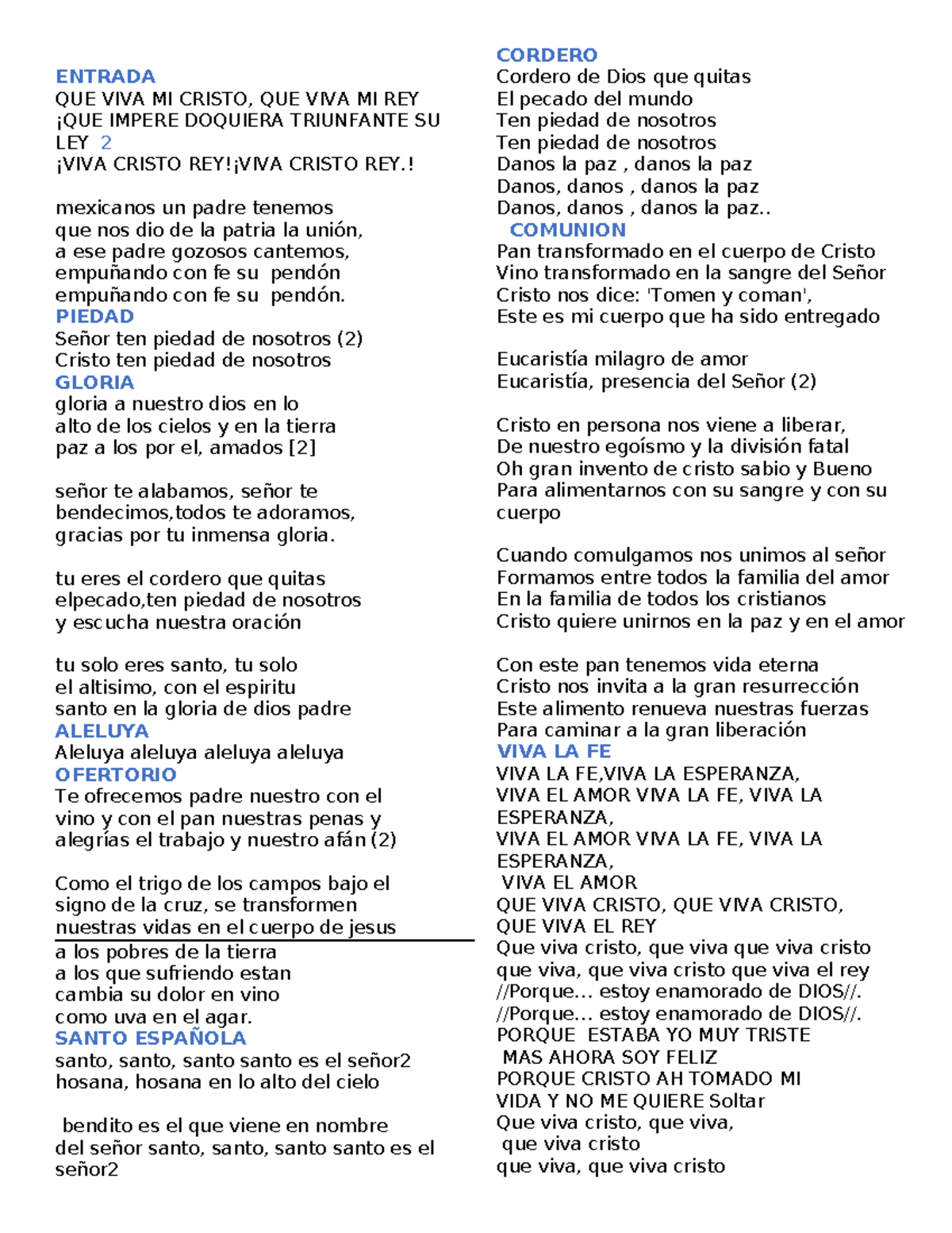 Esquema 2: Letra y Coro de 