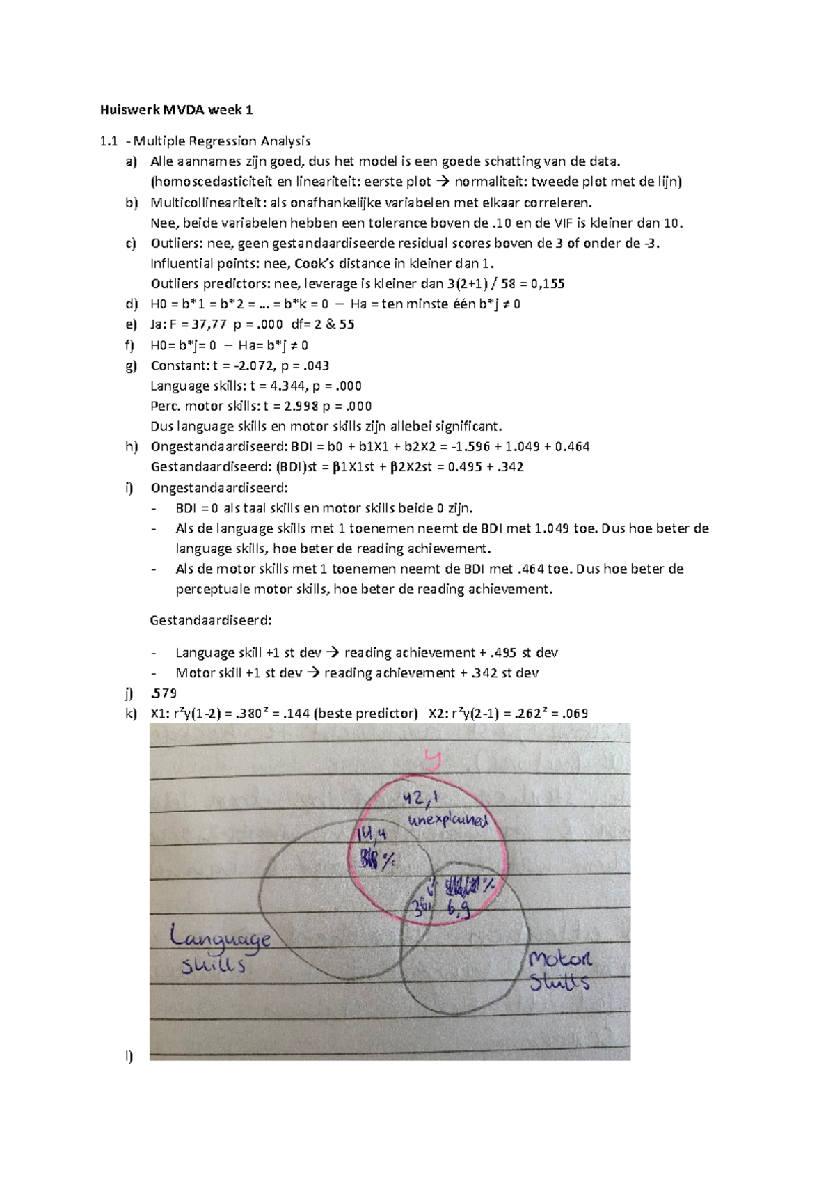 Huiswerk MVDA Week 1: Inleiding tot Multiple Reg. Analyse en Variantie ...