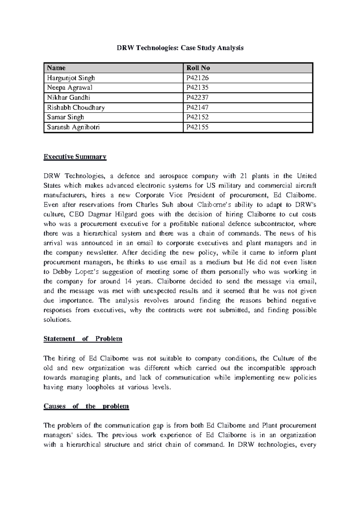 IGB Case Study 6 Analysis - DRW Technologies & Ed Claiborne's ...