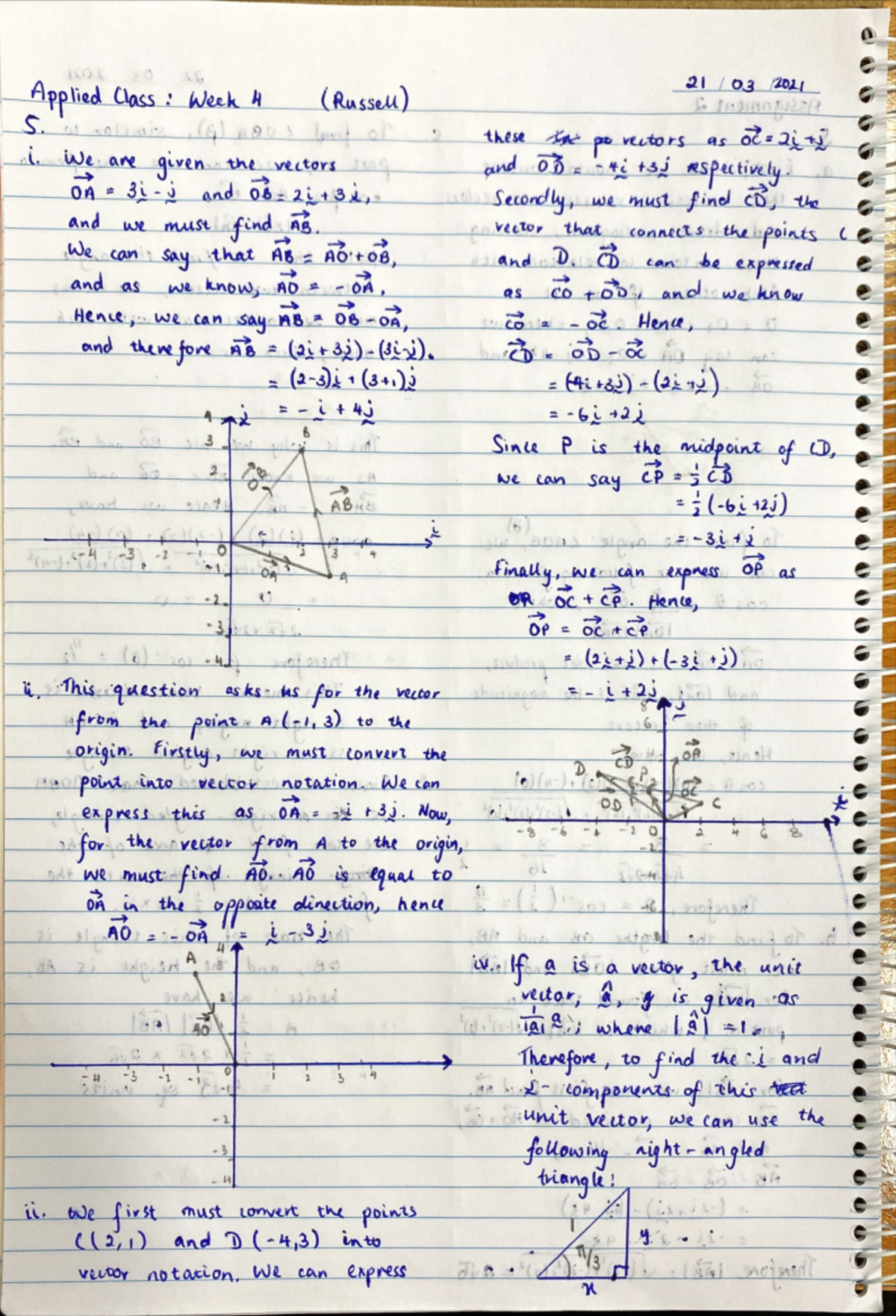 Applied Class Week 4 Vector Calculations and Concepts - Studocu