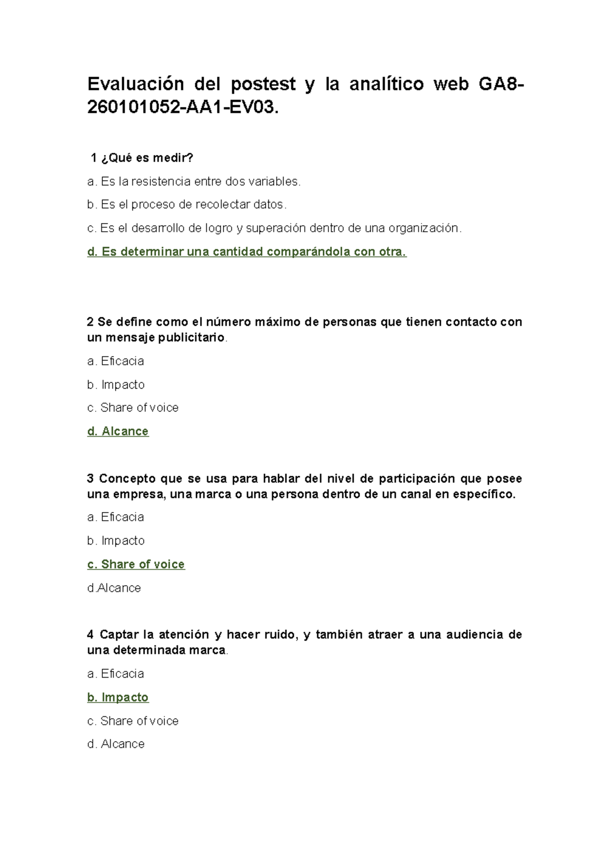 Evaluación del Postest y Analítica Web GA8-260101052-AA1-EV03 - Studocu