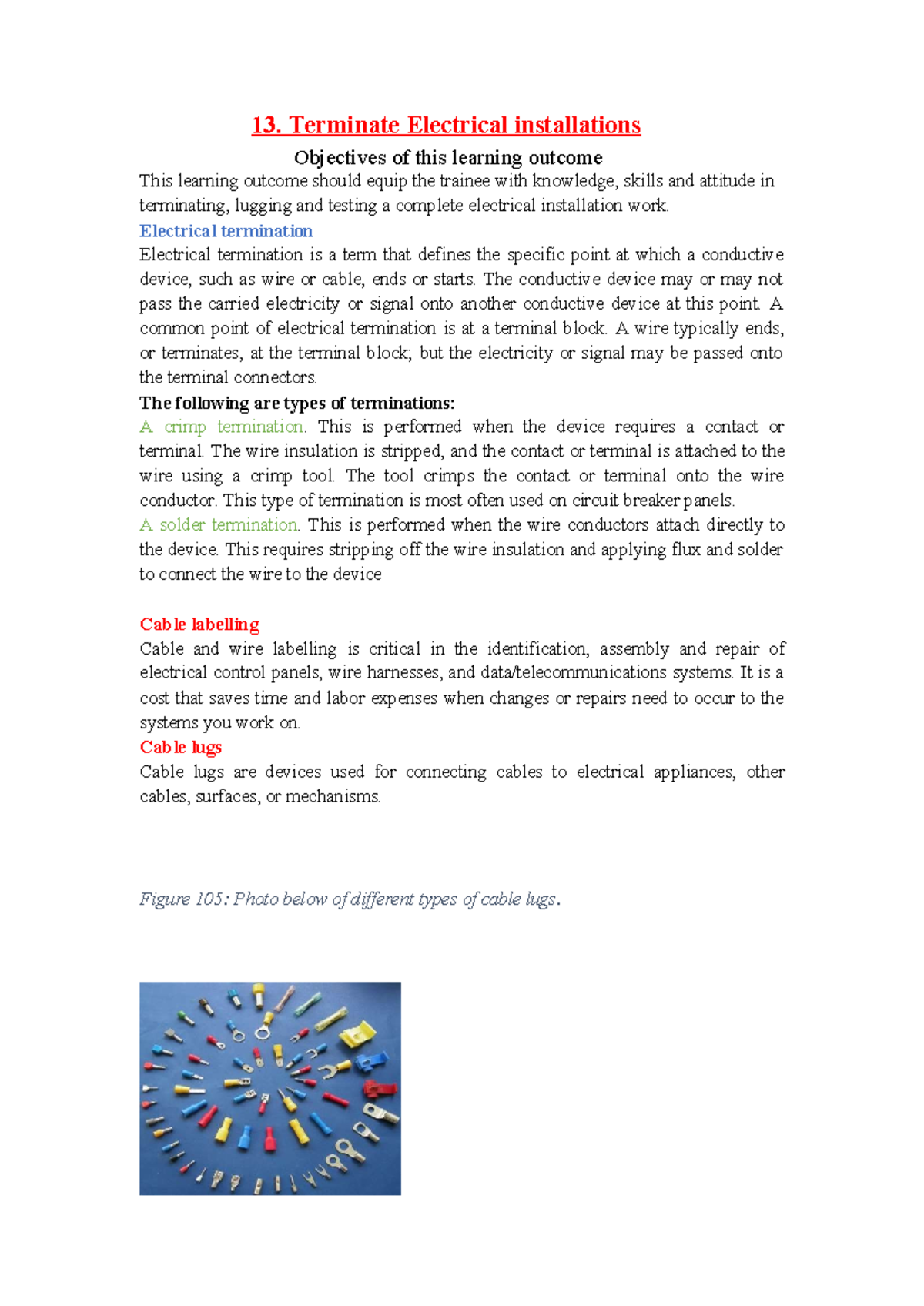 13. Electrical Installation Termination: Key Concepts & Practices - Studocu