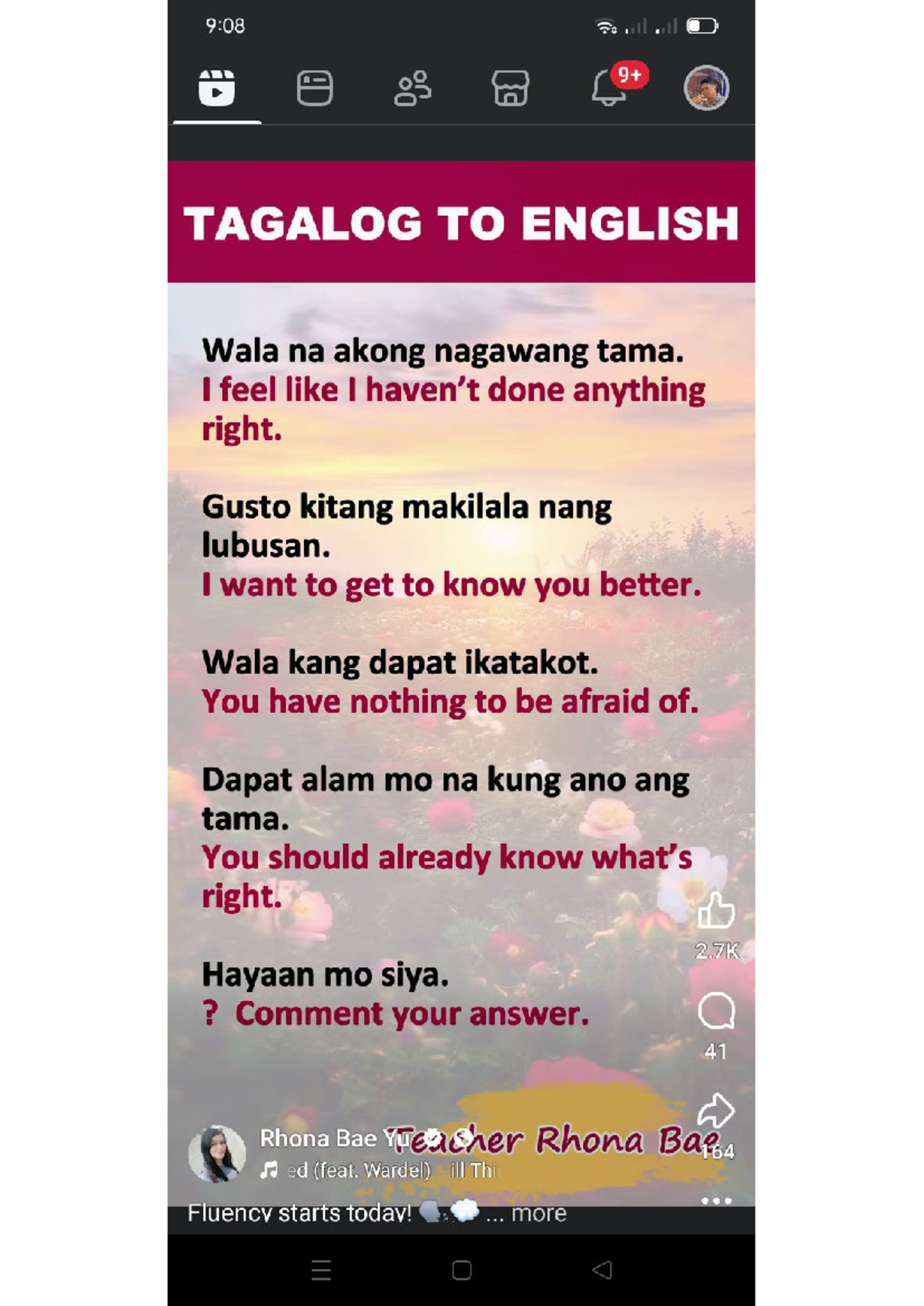 9:08 9+ TAGALOG TO ENGLISH Translation Notes and Insights - Studocu