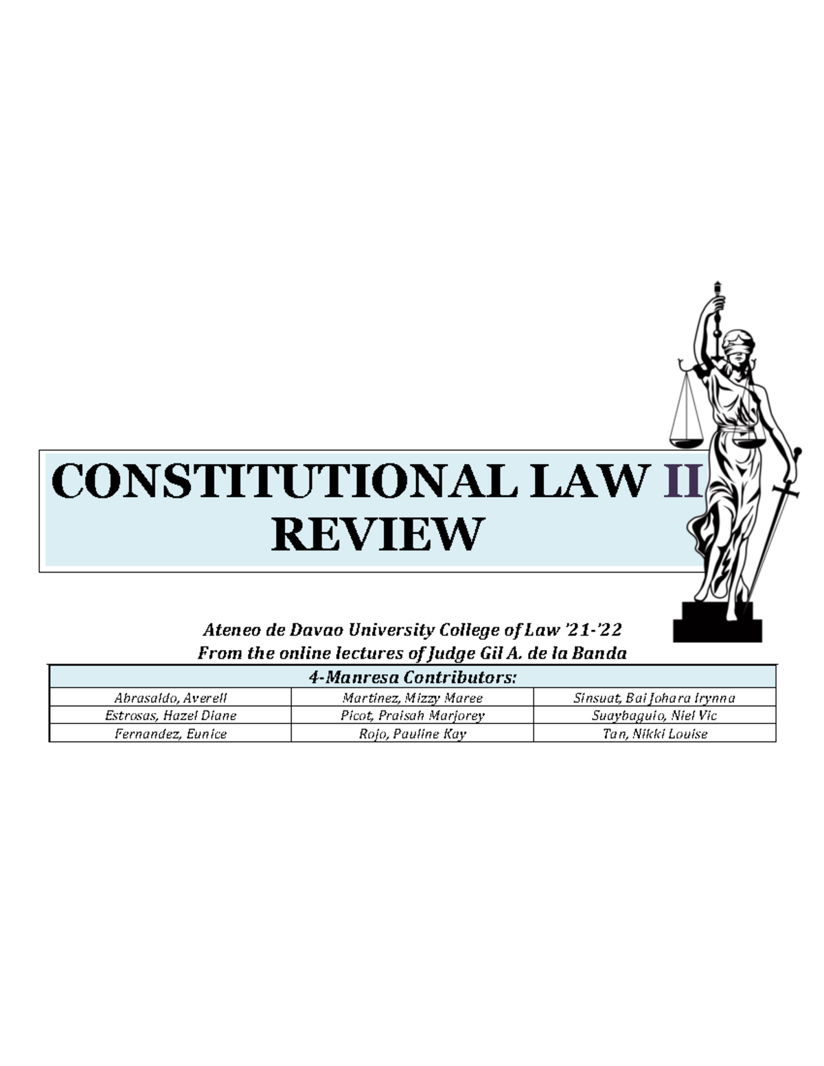 2021 Consti LAW II Review Notes - Ateneo de Davao University - Studocu