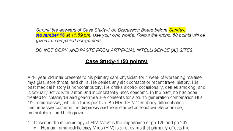 CS1HIV - Case Study on HIV: Diagnosis, Transmission, and Treatment ...