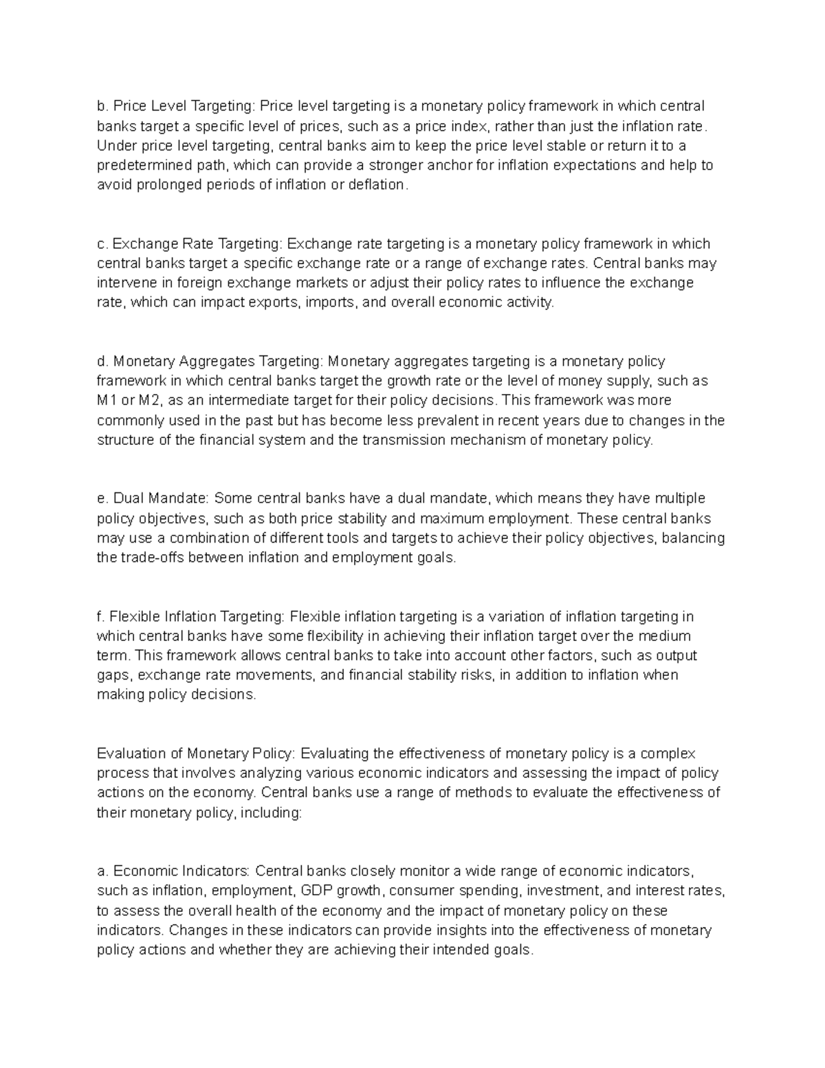 Econ308 notes (11) - dan leathers - b. Price Level Targeting: Price ...