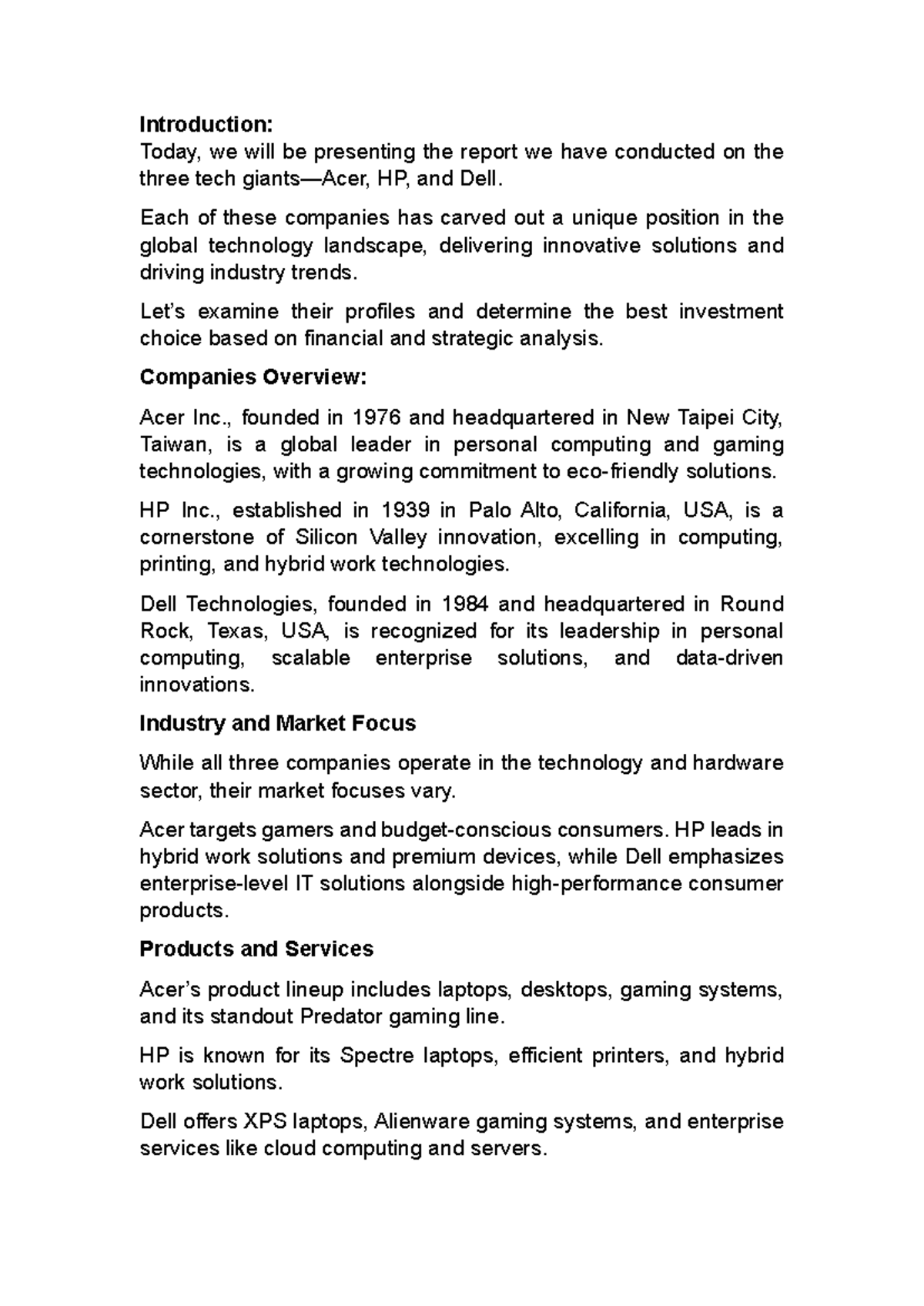ACCY121 - Presentation Script - Introduction: Today, we will be ...