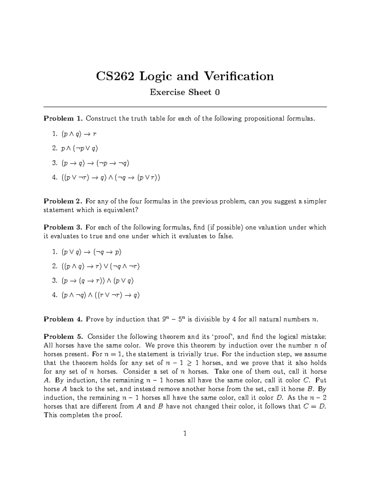Logic and Verification Class Test - University of Warwick - Studocu