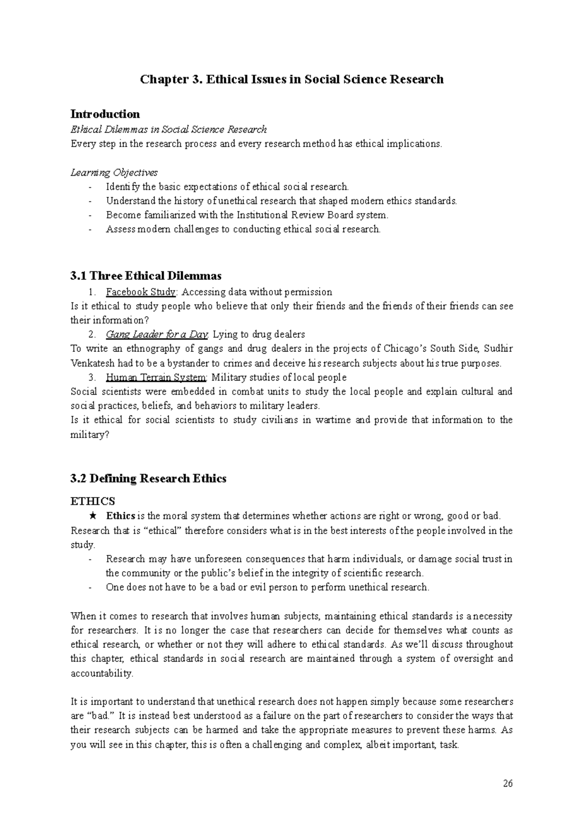 Chapter 3 Multidisciplinary Research - Chapter 3. Ethical Issues in ...