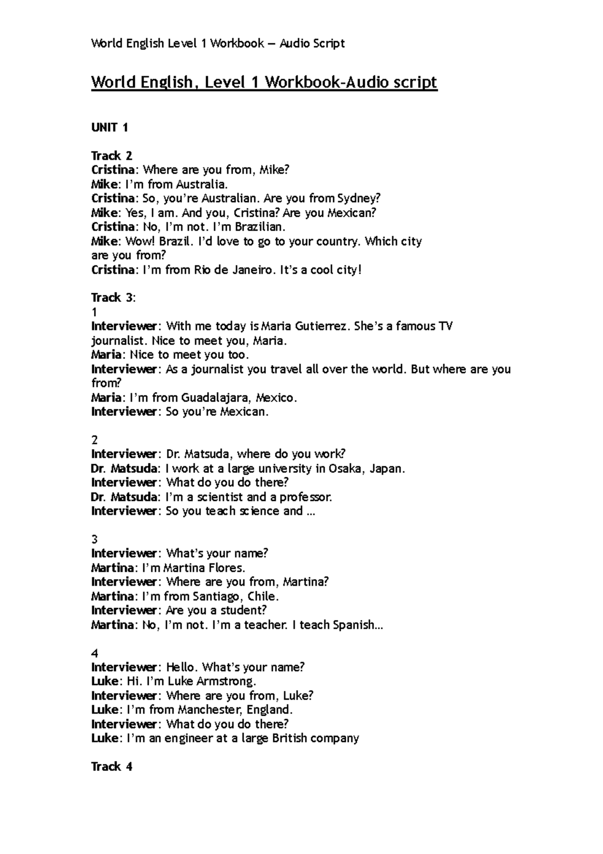 World English 3e Level 1 Workbook Audio Scripts: Comprehensive Guide ...