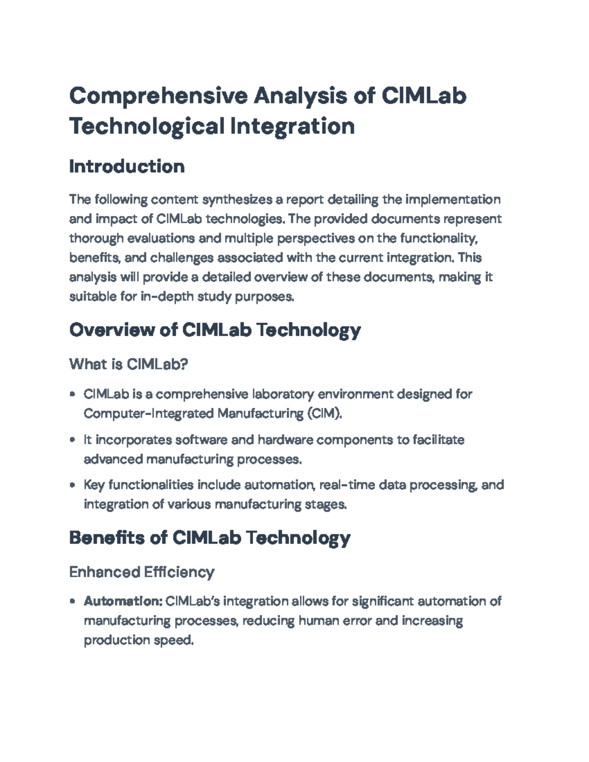 Comprehensive Analysis of CIMLab Technology Implementation and Impact ...