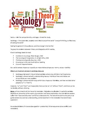 Sociology Notes (WEEK 1-4) 19 - SOCIOLOGY NOTES Week 1 - 4 Sociology ...