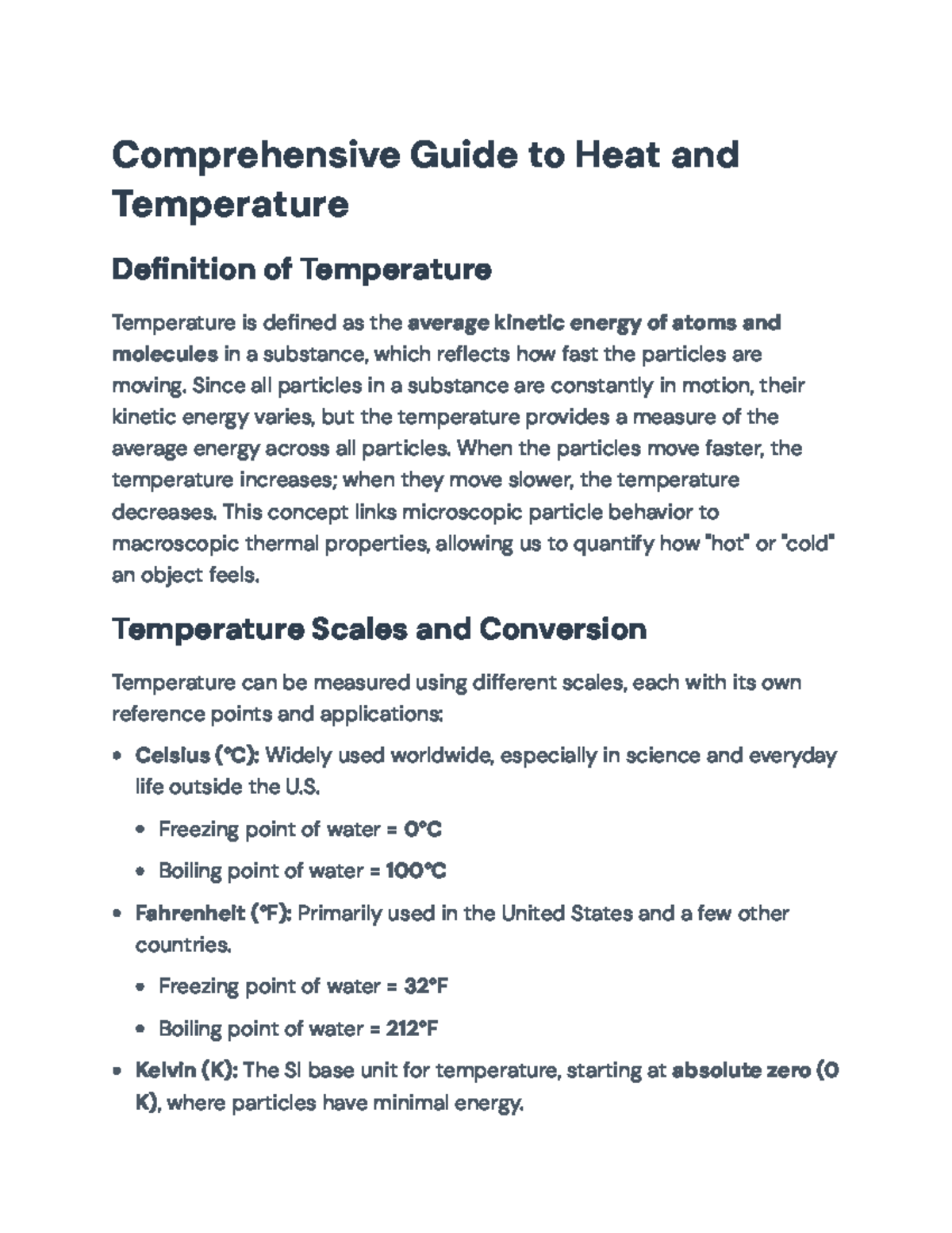 Comprehensive Guide to Heat and Temperature Concepts (PHYS 101) - Studocu
