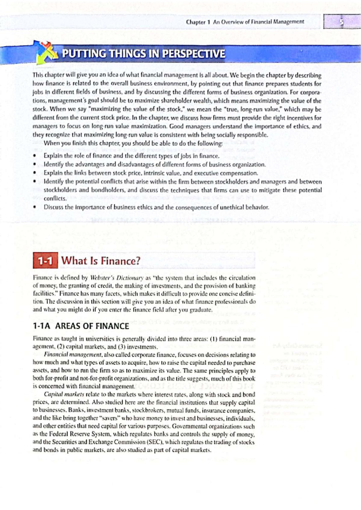 Chapter 1: Overview of Financial Management (FIN 101) - Studocu