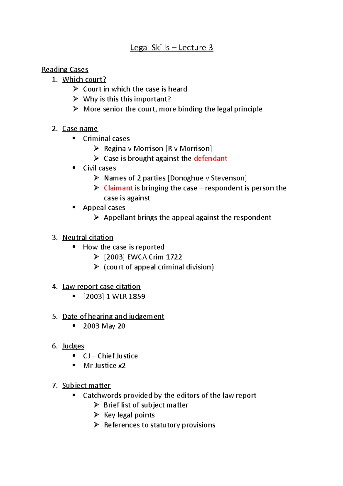Legal Skills – Lecture 3: Understanding Case Readings and Citations ...