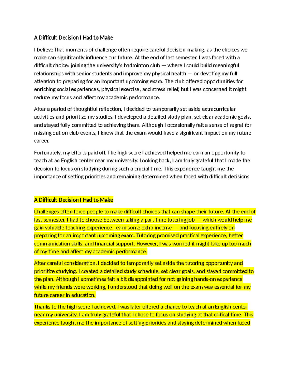 Writing 101: A Difficult Decision on Prioritizing Studies - Studocu