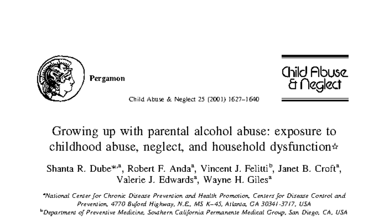 Child Abuse Neglect 25 (2001) - Parental Alcohol Abuse and Adverse ...