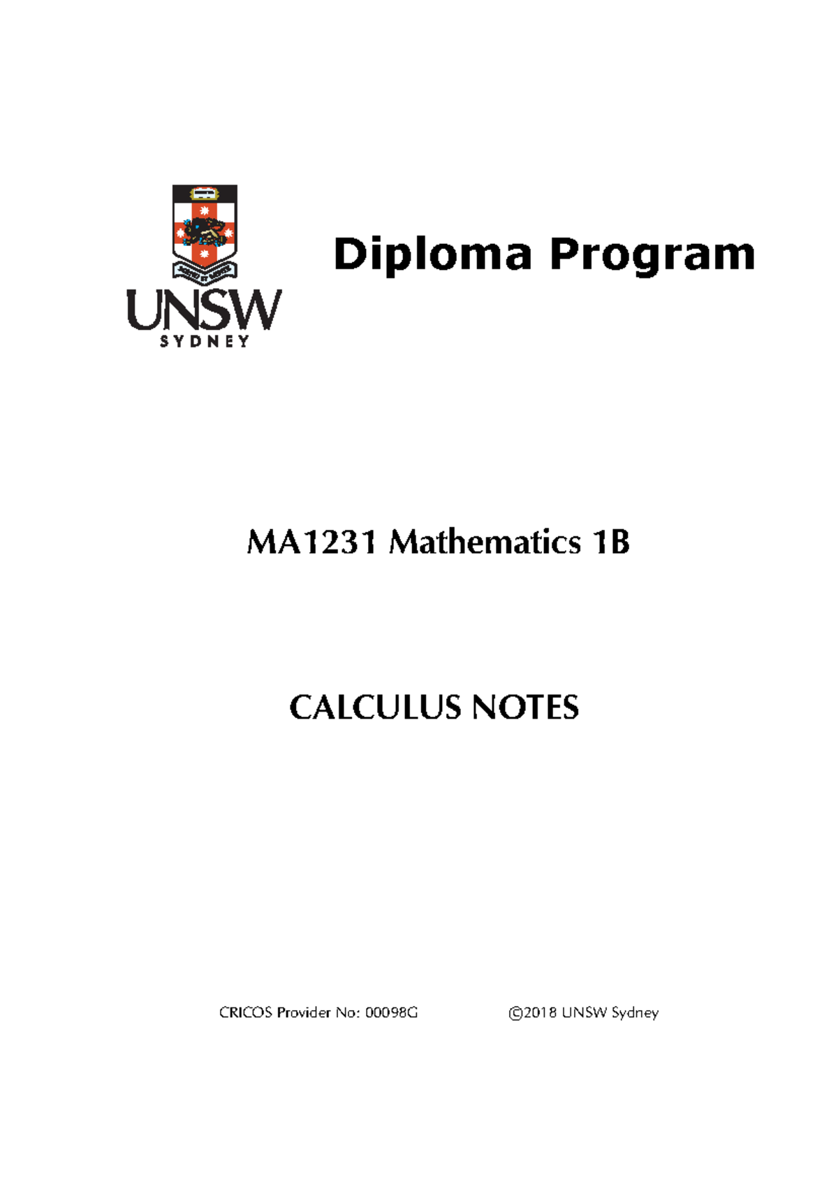 MA1231 Mathematics 1B: Comprehensive Calculus Notes and Problem Sets ...