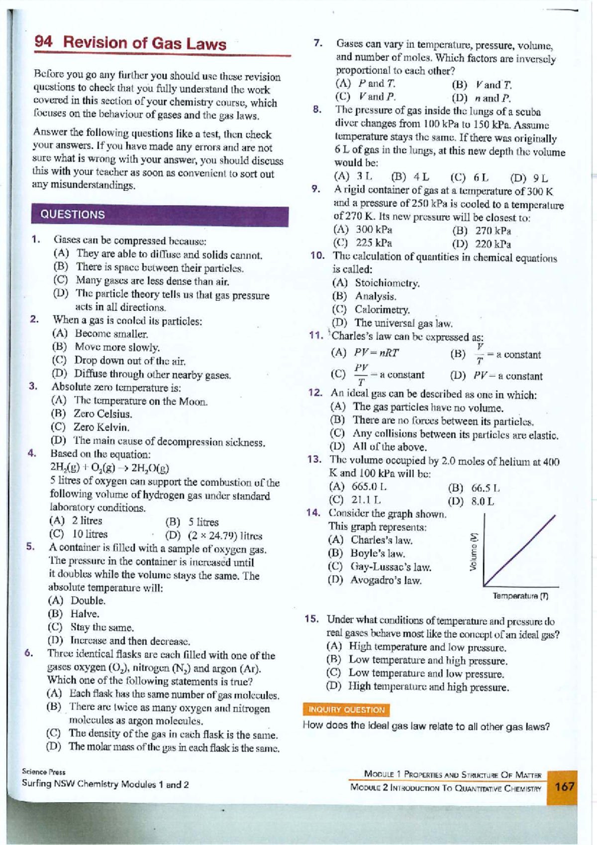 M2 IQ4 Quiz: Revision of Gas Laws and Key Concepts - Studocu