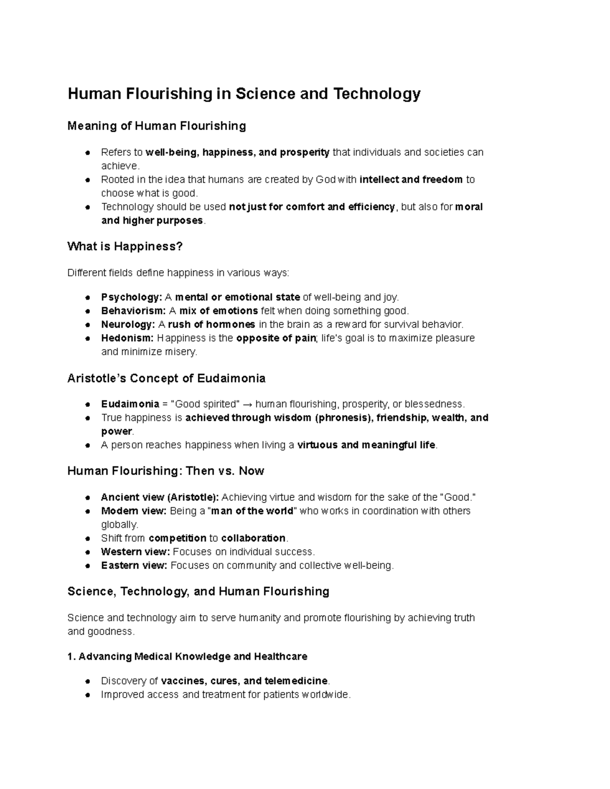 STS Midterm Reviewer: Human Flourishing in Science & Technology - Studocu