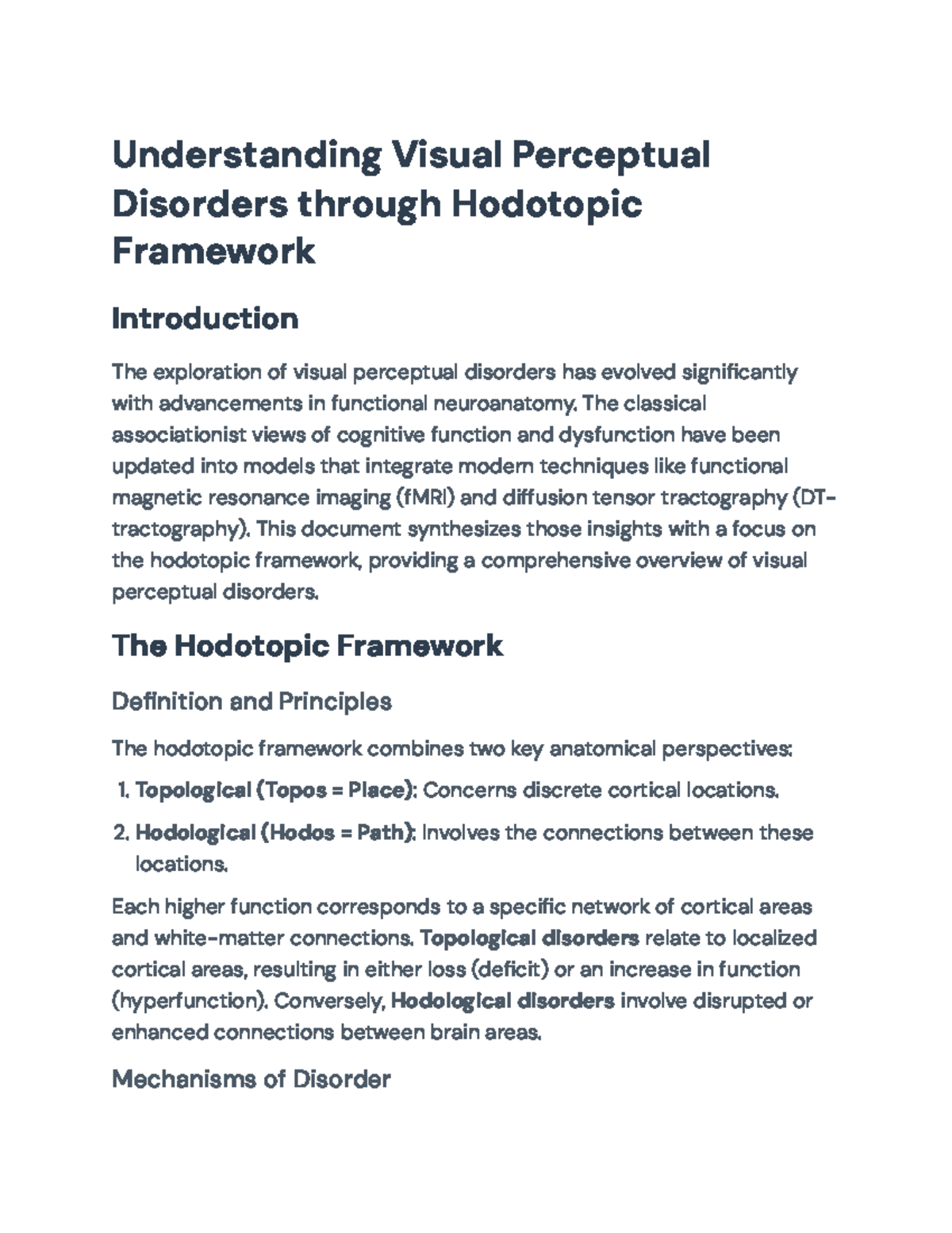 Understanding Visual Perceptual Disorders via a Hodotopic Framework ...