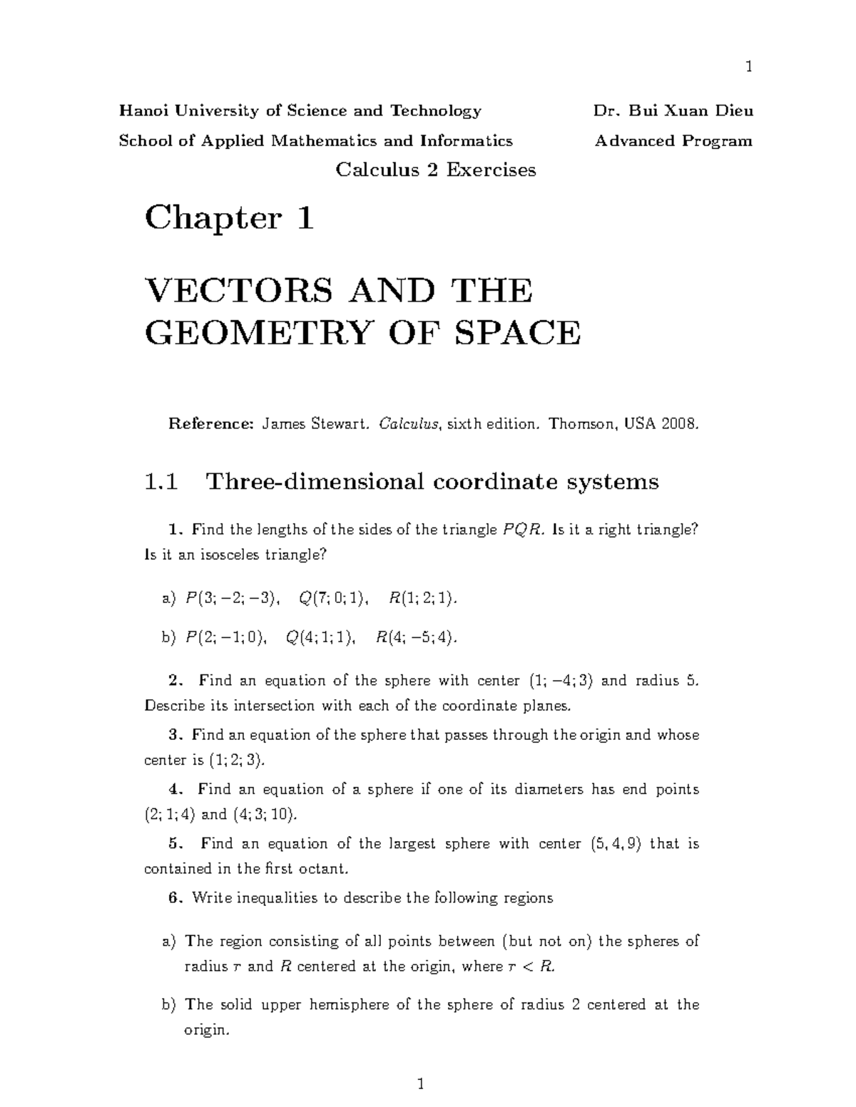 Calculus II Baitap BXD - Calculus 2 - HUST - Studocu