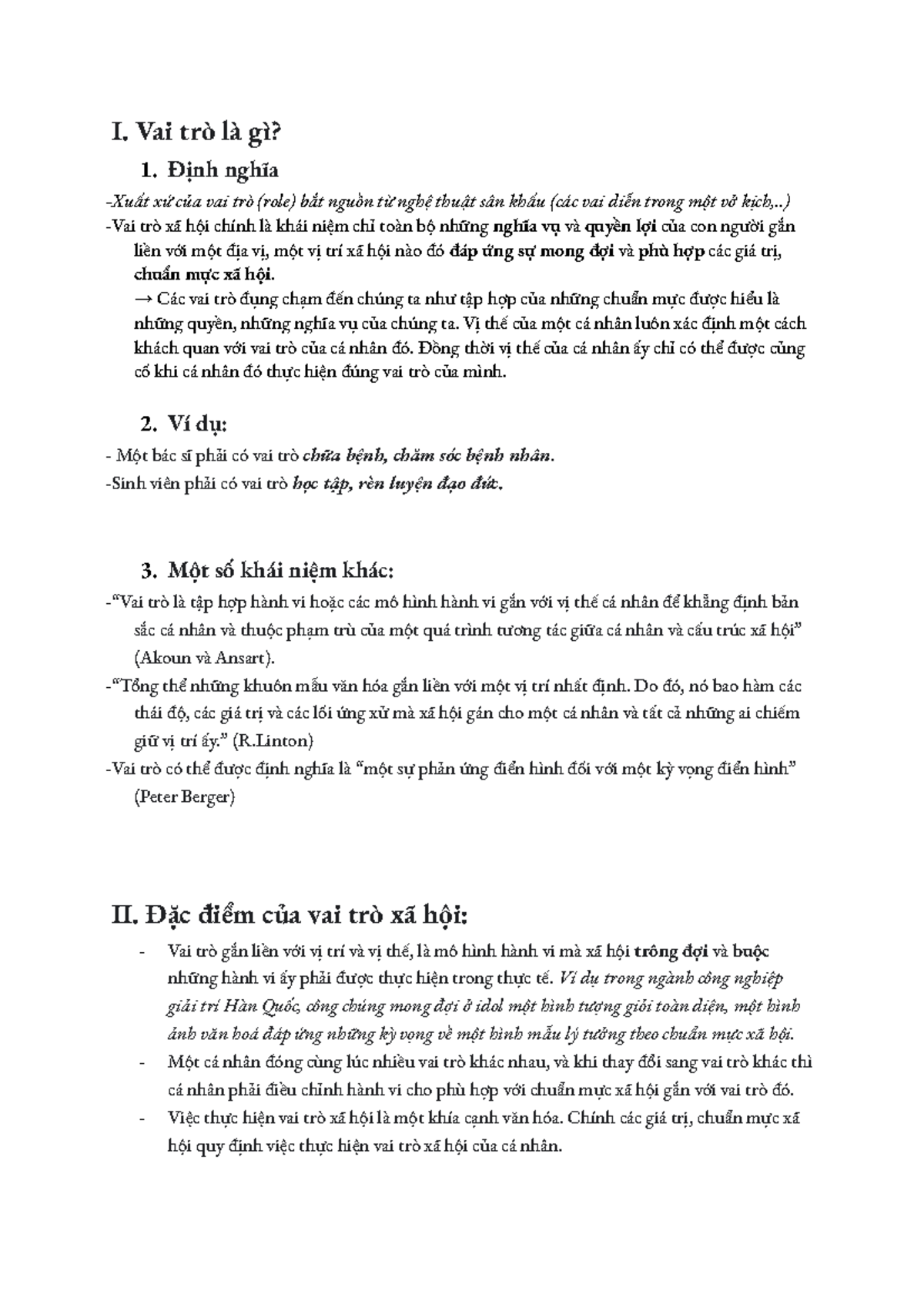 Vai trò xã hội trong khoa học xã hội: Định nghĩa và đặc điểm - Studocu